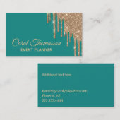 Teal chic avec le carte de visite d'or d'égoutture (Devant / Derrière)