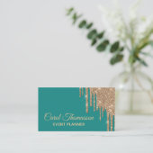 Teal chic avec le carte de visite d'or d'égoutture (Debout devant)