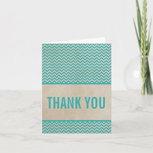 Teal Chic Chevron Bedankkaart