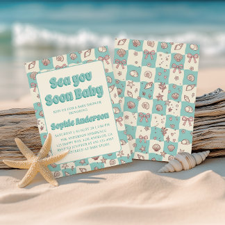 Teal Coastal Sea You Soon Baby Shower Kaart