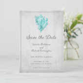 Teal Conch Schelp Save the Date Uitnodiging (Staand voorkant)