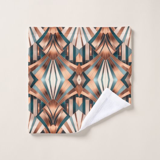 Teal Copper Geometric Skyscraper Neo Art Deco (Gant de toilette)