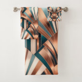 Teal Copper Geometric Skyscraper Neo Art Deco Bad Handdoek (Insitu)