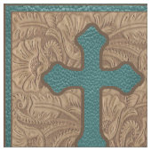 Teal croisé occidental et tissu Brown de cuir de (Fermer)