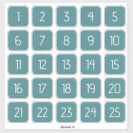 Teal Customizable Square Number Stickers