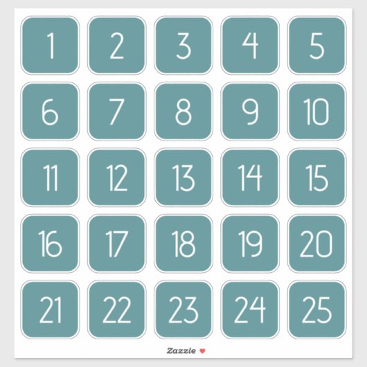 Teal Customizable Square Number Stickers  (Vel)