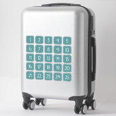 Teal Customizable Square Number Stickers  (Koffer)