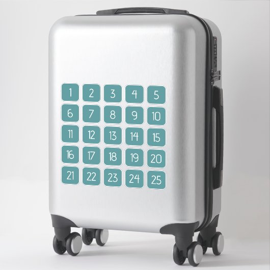 Teal Customizable Square Number Stickers  (Sur valise)