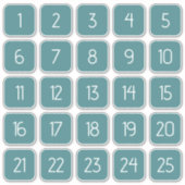 Teal Customizable Square Number Stickers  (Voorkant)