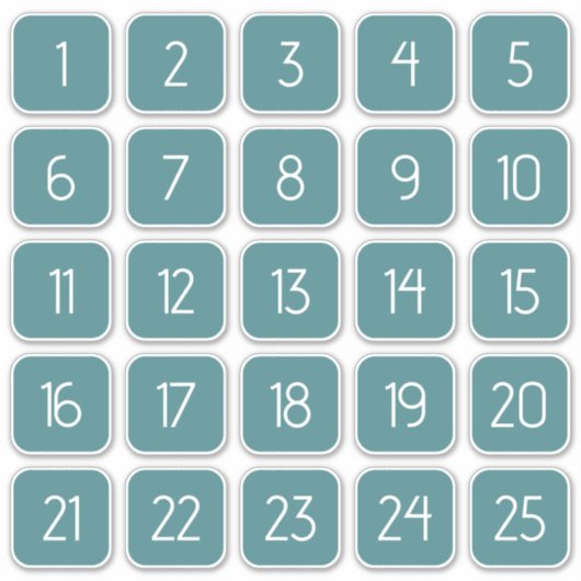Teal Customizable Square Number Stickers  (Voorkant)