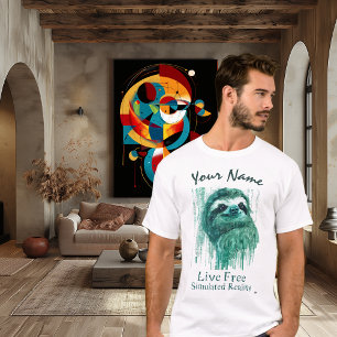 Teal Cyber Sloth – Aangepaste Naam Live Gratis Ges T-shirt