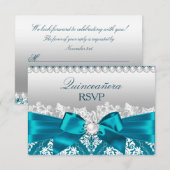 Teal Damassé Perle Arc Quinze ans RSVP (Devant / Derrière)