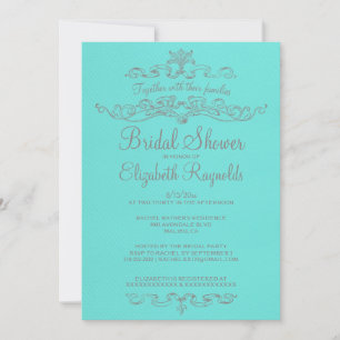 Teal de luxe et invitations argentées de Fête de