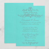 Teal de luxe simple et invitations de noces (Devant / Derrière)