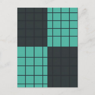 Teal donkergrijze rasterpatroon moderne minimalist briefkaart