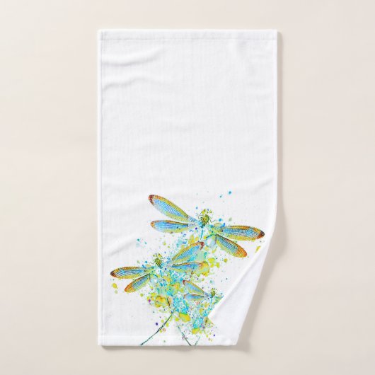 Teal Dragonfly splatter  (Serviette à main)