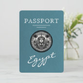 Teal Egypt Passport Wedding Save the Date (Staand voorkant)