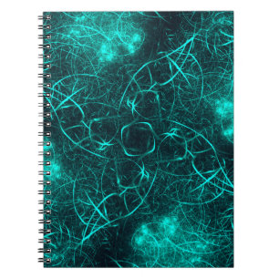 Teal Elektrische Energie Web Fractale Kunst Notitieboek