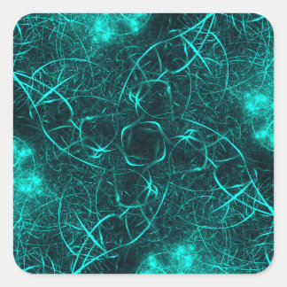 Teal Elektrische Energie Web Fractale Kunst Vierkante Sticker