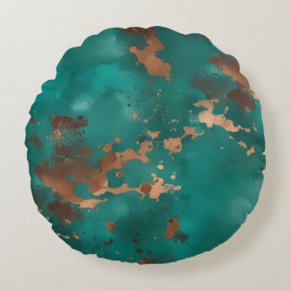 Teal en brons rond kussen