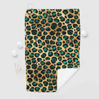 Teal en Goud Luipaard Serie Design 14 Golfhanddoek