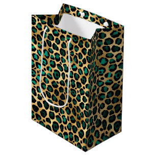 Teal en Goud Luipaard Serie Design 14  Medium Cadeauzakje