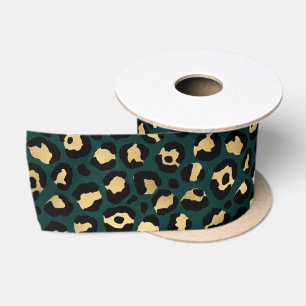 Teal en Goud Luipaard Serie Ontwerp 1  Lint