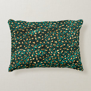 Teal en Goud Luipaard Serie Ontwerp 3 Accent Kussen