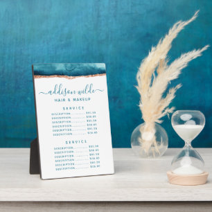 Teal En Goud Watercolor Prijs Menu Bord Fotoplaat