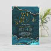 Teal en gouden agaten huwelijksjubileum kaart (Staand voorkant)