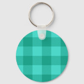 Teal en turquoise geruite plaid ontwerp sleutelhanger (Achterkant)
