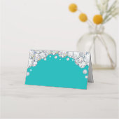 Teal en Zilveren Diamant Glitter Voedsetlabel (Voorkant)