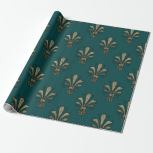 Teal en Zwarte Paris Fleur de Lis Cadeaupapier