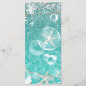 Teal Enchanted Sea Starfish & Bubbles Beach Menu (Achterkant)