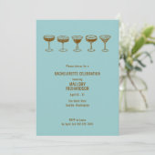 Teal Espresso Martini Bachelorette w/QR Code  Kaart (Staand voorkant)
