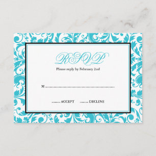 Teal et bat mitzvah RSVP de damassé de remous de