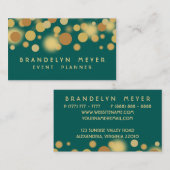 Teal et carte de visite de points de Bokeh d'or (Devant / Derrière)