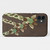 Teal et coque iphone de cuivre de damassé de (Dos (Horizontal))