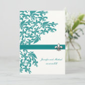Teal et invitation de mariage de White Fleur de (Debout devant)