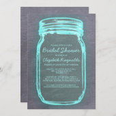 Teal et invitations argentées de Fête de la mariée (Devant / Derrière)