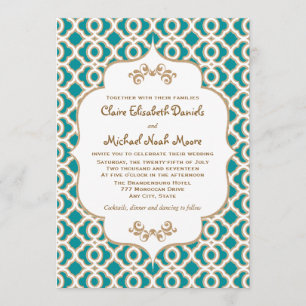 Teal et invitations marocaines de mariage d'or