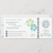 Teal et mariage de carte d'embarquement de fleur (Devant)