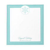 Teal Fancy Snowflake Personalized Holiday Notitieblok (Voorkant)