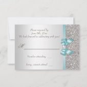 Teal Faux Arc Argent Diamants RSVP (Dos)