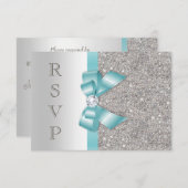 Teal Faux Arc Argent Diamants RSVP (Devant / Derrière)