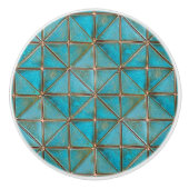 Teal faux-copper patina X-pattern aged texture  Keramische Knop (Voorkant)