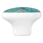 Teal faux-copper patina X-pattern aged texture  Keramische Knop (Zijkant)