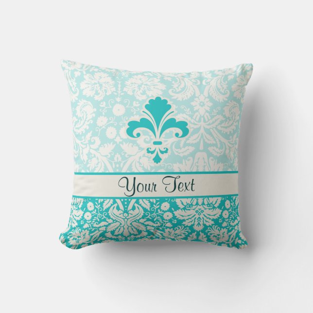Teal Fleur de lis Kussen (Voorkant)
