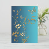 Teal, fleurs d'or et invitation de papillons (Debout devant)