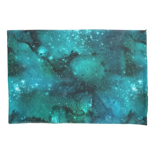Teal Galaxy Serie Design 6 Kussensloop (Voorkant-Links)
